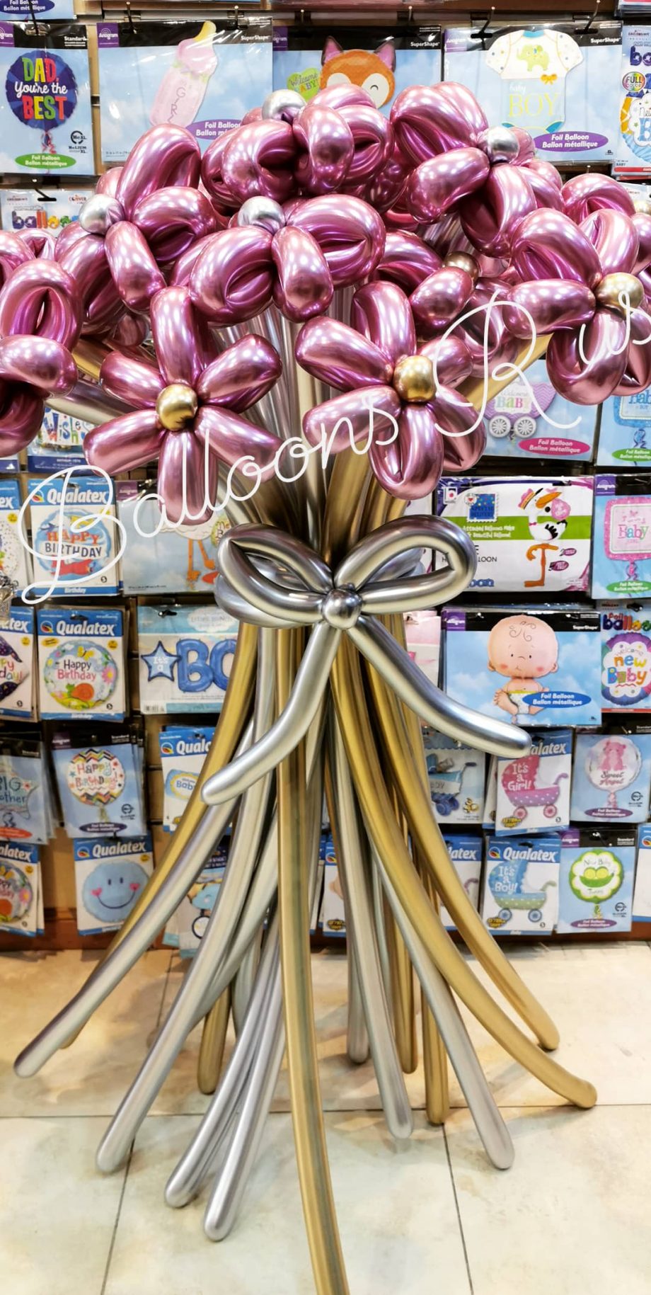 FLOWERS BOUQUET OF CHROME BALLOONS