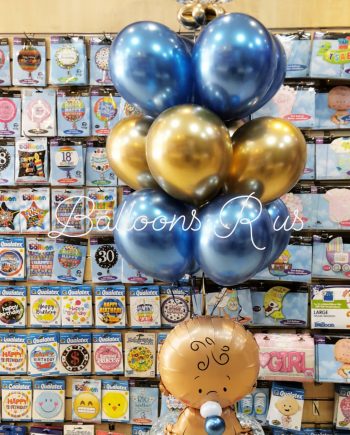 BABY STAND OF CHROME AND CONFETTI BALLOONS