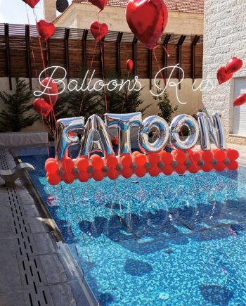 BIG LETTERS NAME WITH HEART BALLOONS
