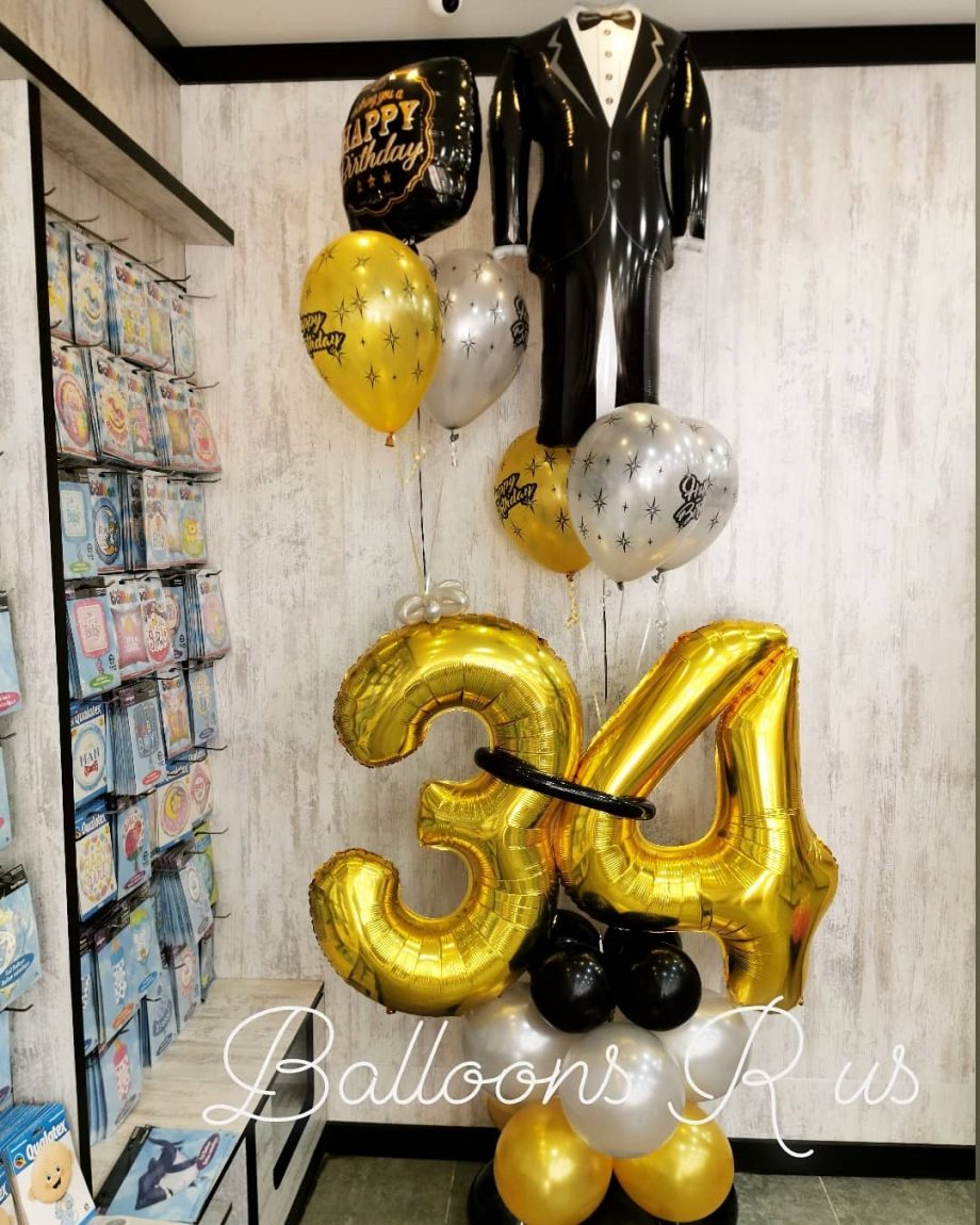 birthday arrangement with tuxedo balloon - Image 4