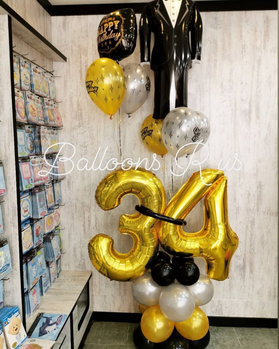 birthday arrangement with tuxedo balloon - Image 2
