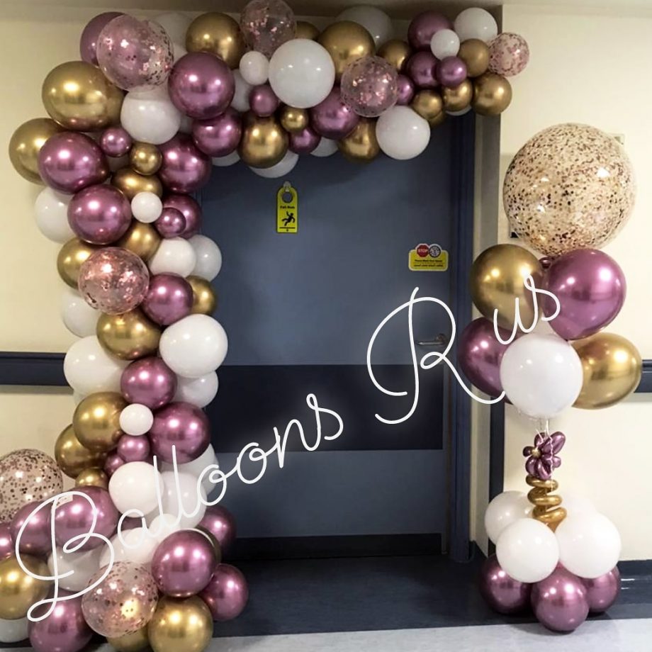 CHROME ORGANIC ARCH WITH CONFETTI STAND
