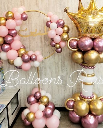 TWO STAND OF CHROME AND CONFETTI BALLOONS