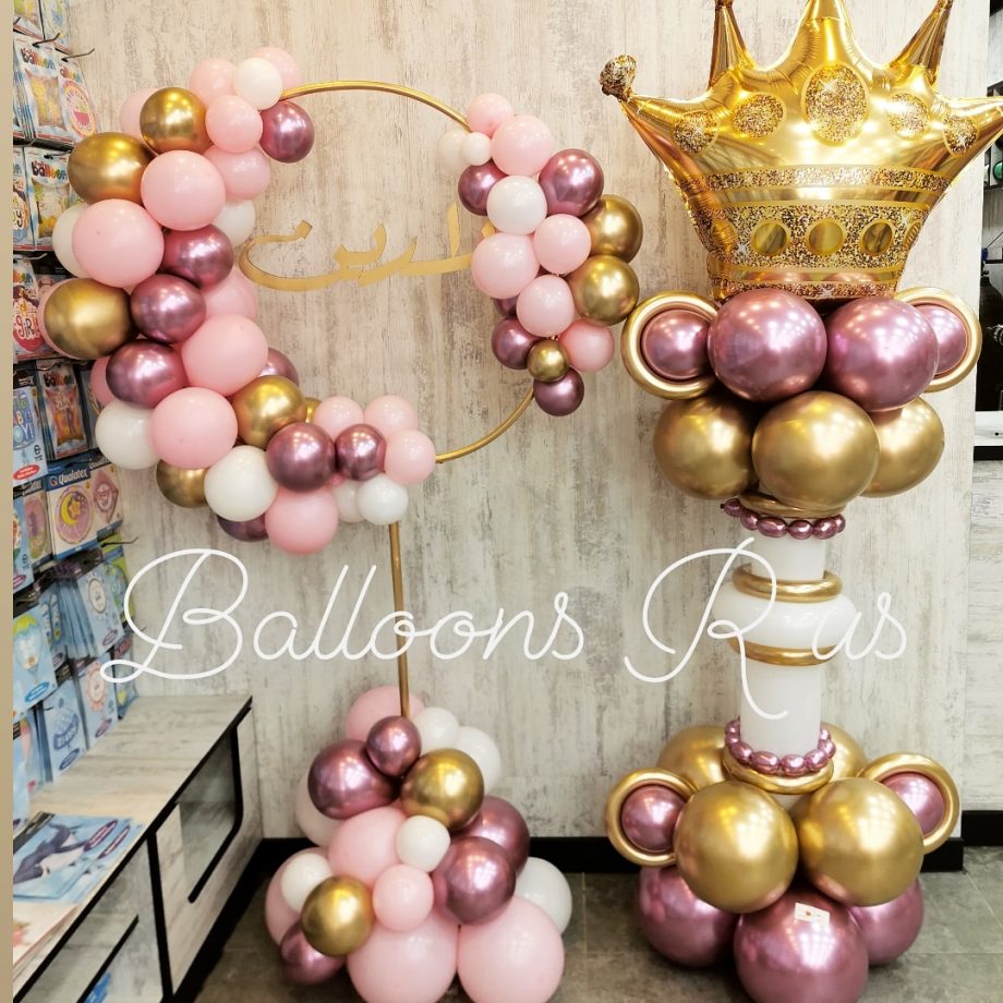 TWO STAND OF CHROME AND CONFETTI BALLOONS