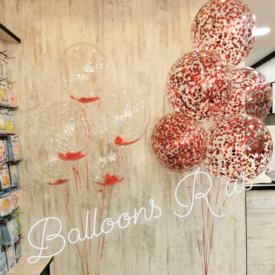 confetti & feathers balloons