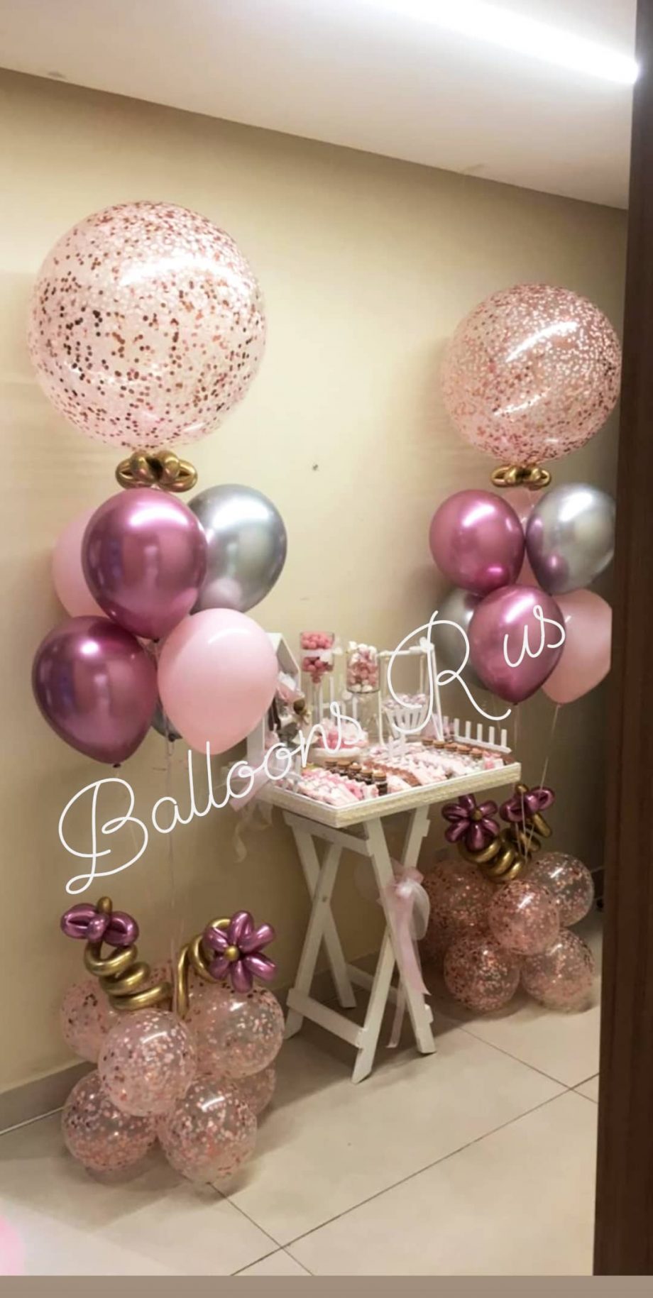 two confetti stand