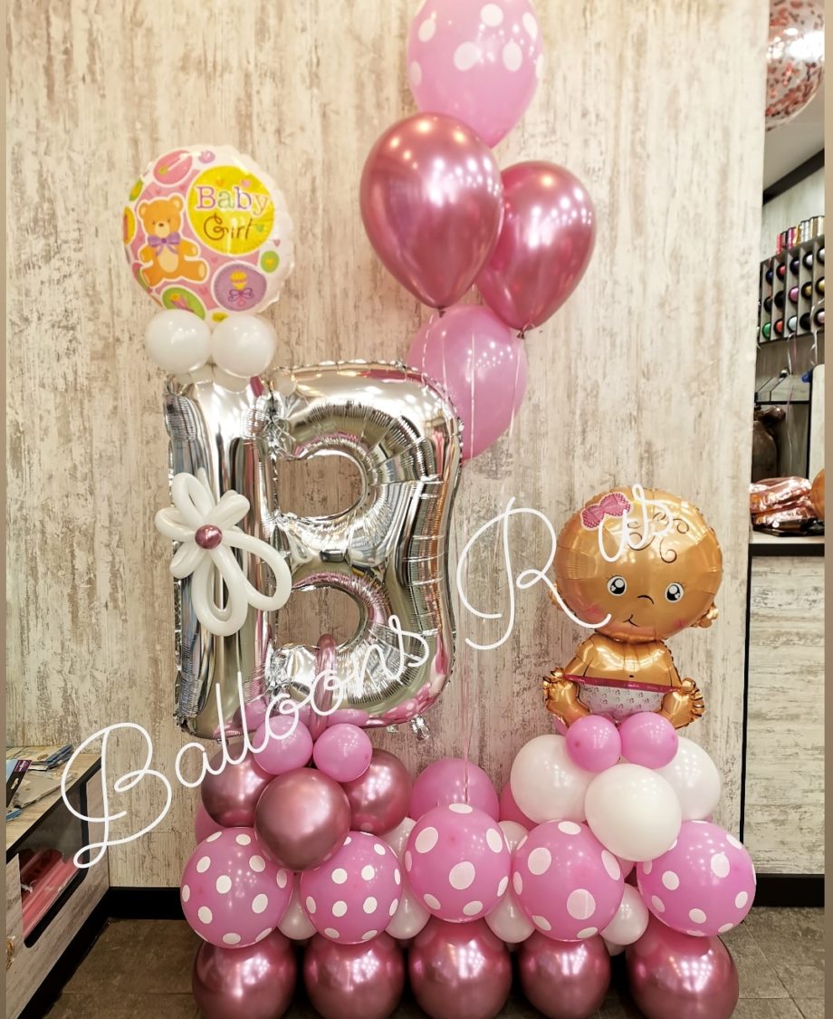 Big Arrangement of chrome balloons with letter