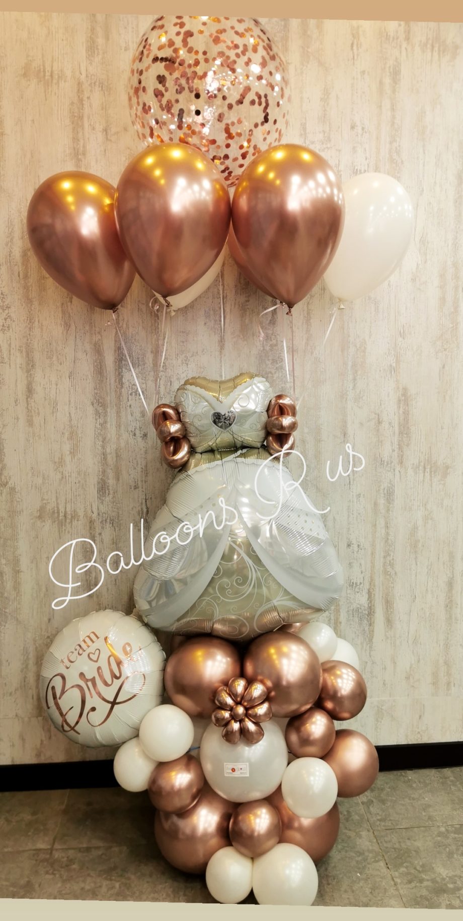 Bride Dress with chrome and confetti balloons
