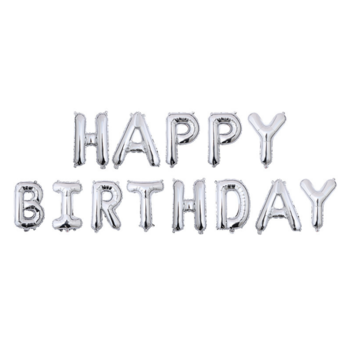Silver Happy Birthday letters