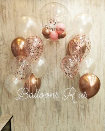 Customized Bunch of chrome and confetti balloons