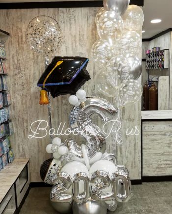 LUXURY GRADUATION ARRANGEMENT OF CHROME AND CONFETTI BALLOONS