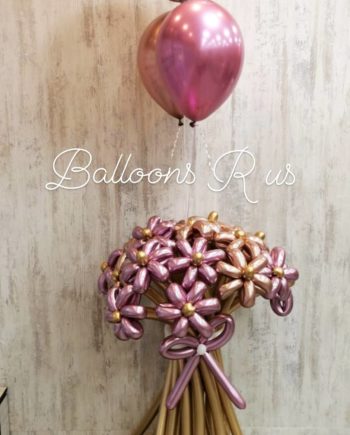 flowers bouquet with helium balloons