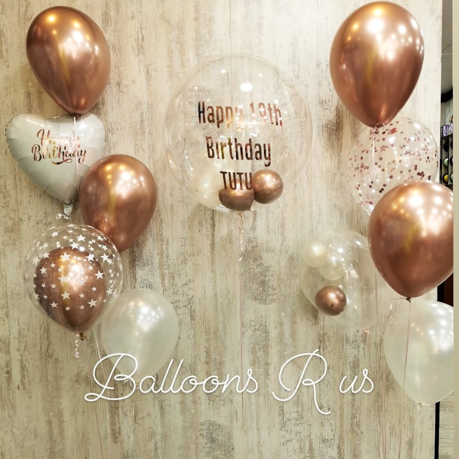 birthday bunches with customized name on big balloon
