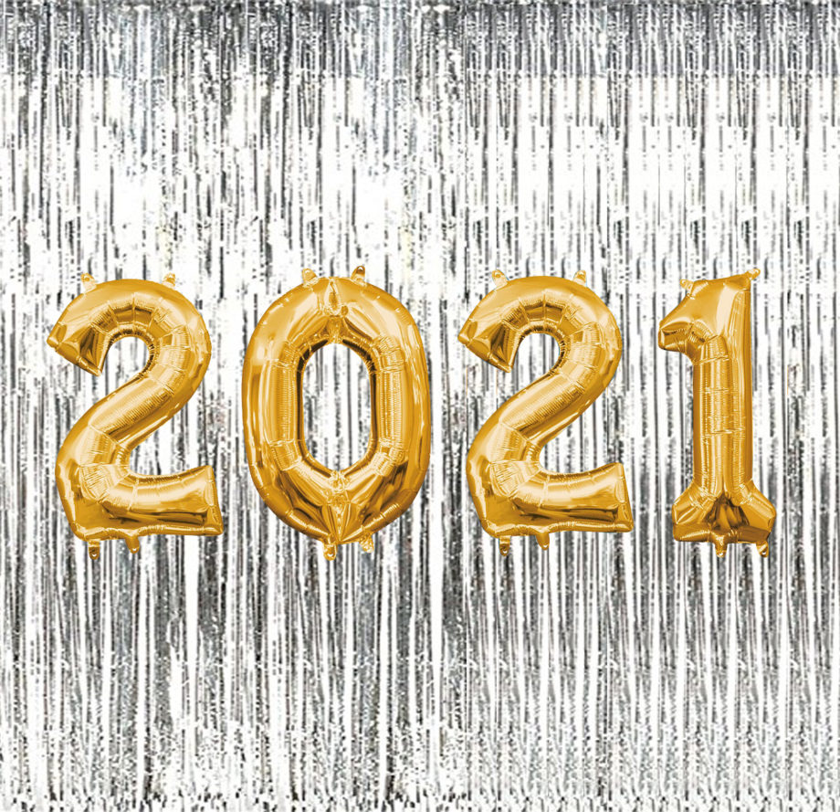 BIG FOIL BALLOONS 2021 INFLATED WITH HELIUM