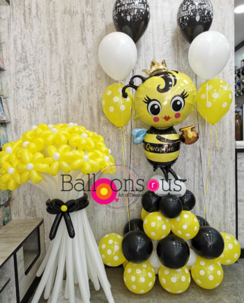 Bee Balloons Arrangement with flower boutique of balloons