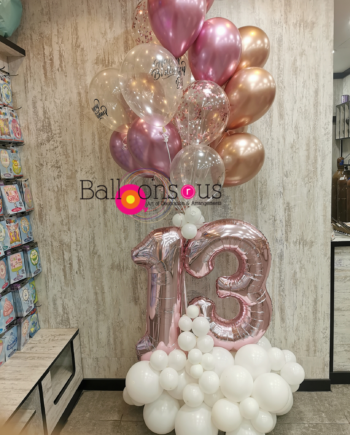 clouds arrangement of chrome with big age balloons