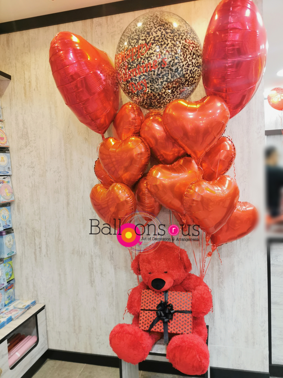 TEDDY BEAR WITH HELIUM BALLOONS