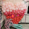 BIG HEART FORM BALLOONS WITH LARGE FLOWERS OF CHROME BALLOONS AND 2 CONFETTI