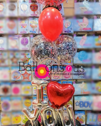 I LOVE YOU STAND WITH BIG CONFETTI BALLOON