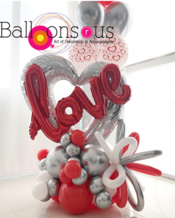 LOVE BOUQET OF CHROME SILVER WITH RED
