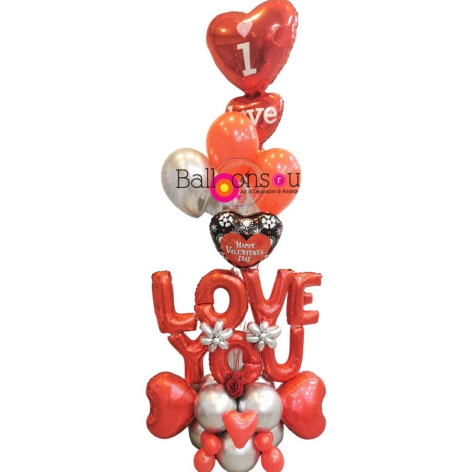 VALENTINES ARRANGEMENT OF CHROME BALLOONS
