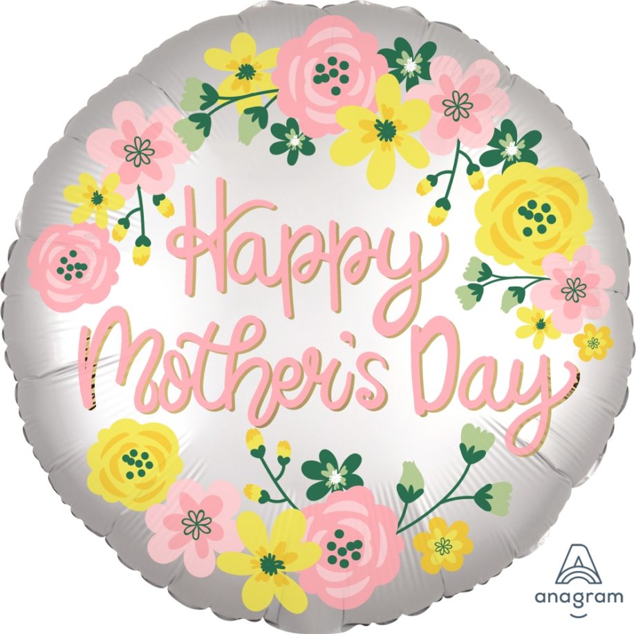 Circle shape foil balloon Mothers day with flowers