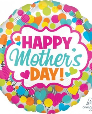 foil balloon Happy Mothers Day Circle shape dots and hearts