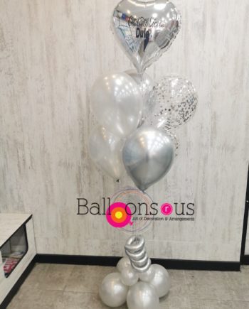 Get Well Soon arrangement with confetti balloons