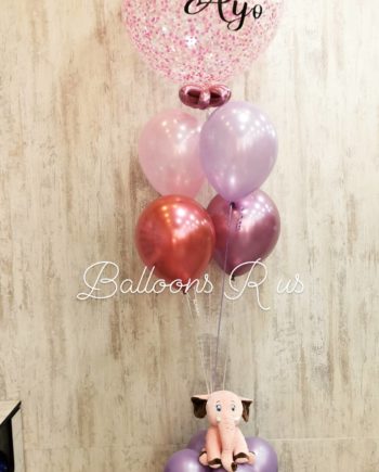 Get Well Soon arrangement with big confetti balloon