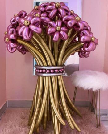 Big Flowers Bouquet of 30 Chrome Balloons