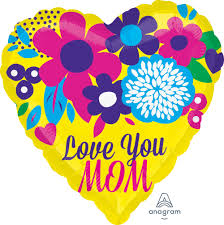 Medium size Foil balloon LOVE YOU MOM Bright colors