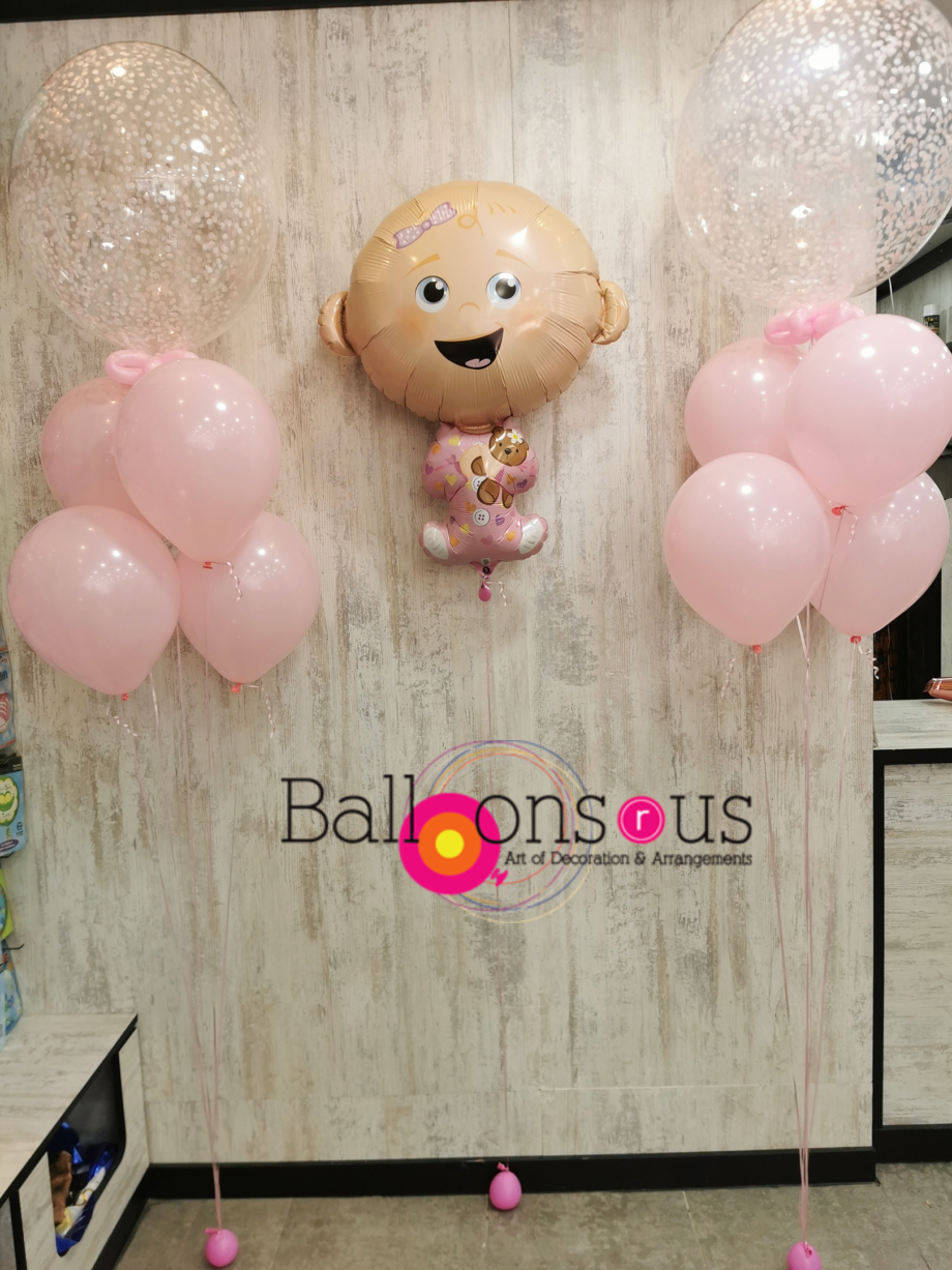 customize helium bunches for new baby girl