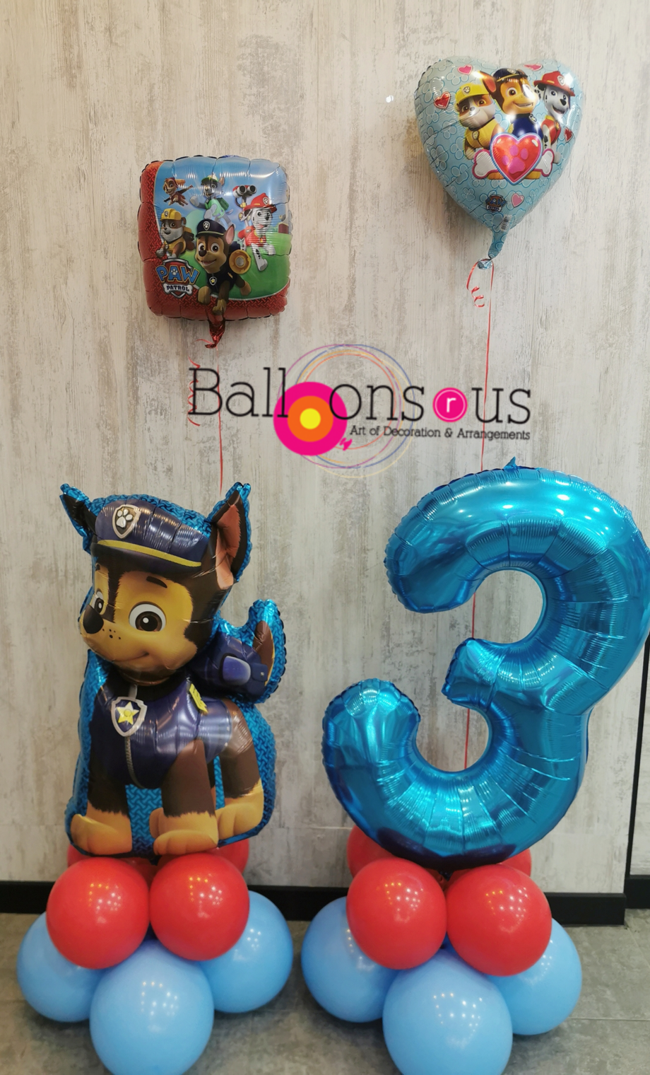 arrangement paw patrol birthday with big number