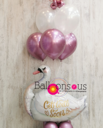 arrangement get well soon with swan balloon