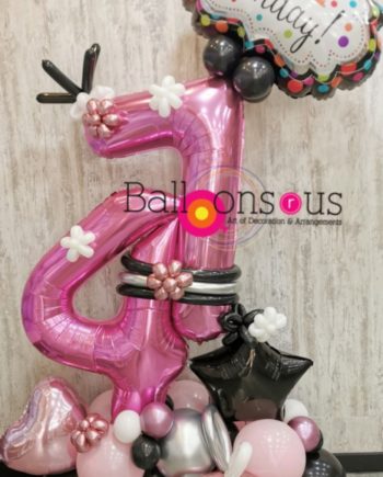 Birthday arrangement stand with age