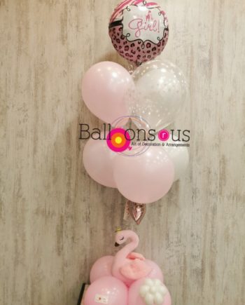 Flamingo with Helium Bunch
