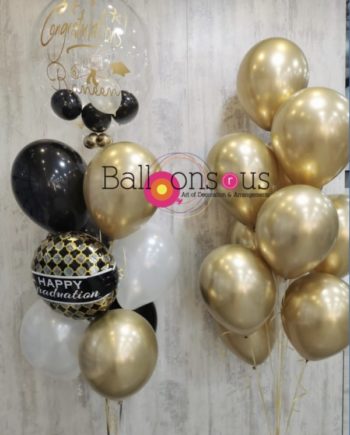 helium balloons black and gold