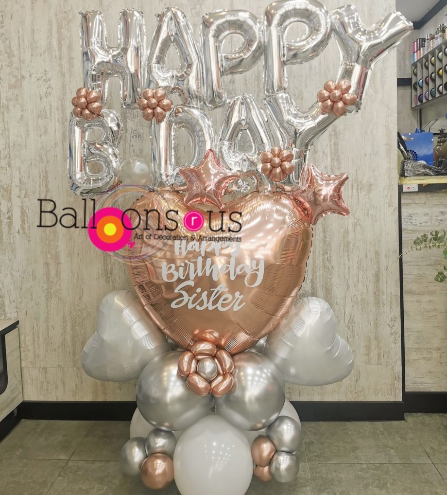 Birthday Arrangement with big customized message on the heart