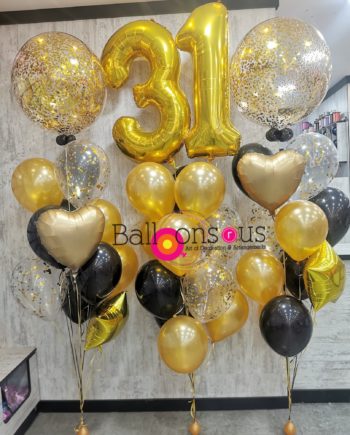 Birthday Bunches of Confetti Balloons with Big age