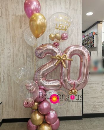 Customized Birthday Arrangement with big Aged balloons
