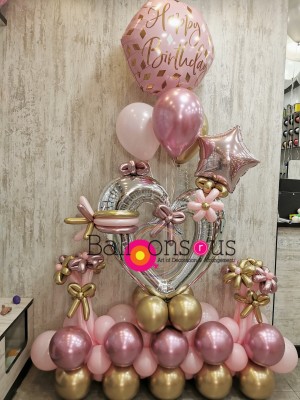 Birthday Arrangement with chrome colors