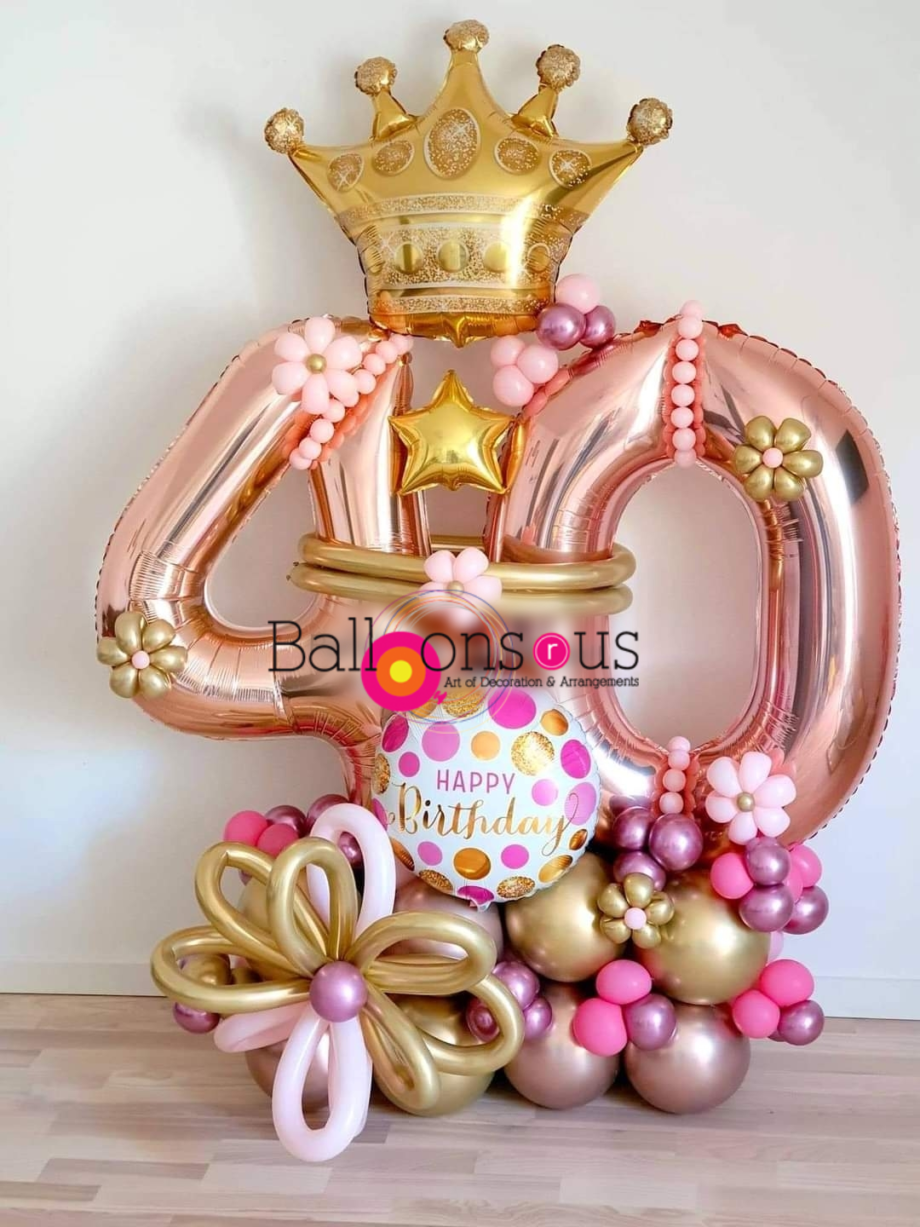 Birthday arrangement with big crown