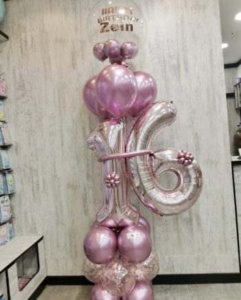 16 Birthday arrangement with customized balloon