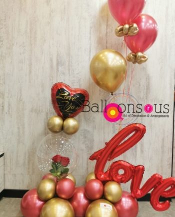Love arrangement with artificial flowers