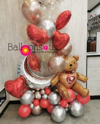 Love Arrangement with teddy balloon