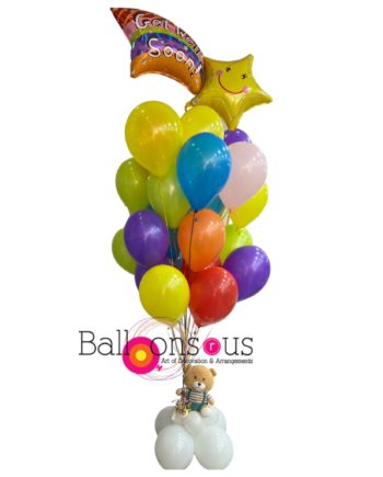 Get well soon arrangement with teddy bear