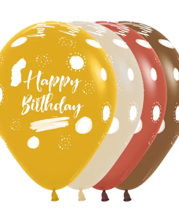 INFINITY ROUND LATEX BALLOON HAPPY BIRTHDAY TERRA FASHION ASSORTMENT