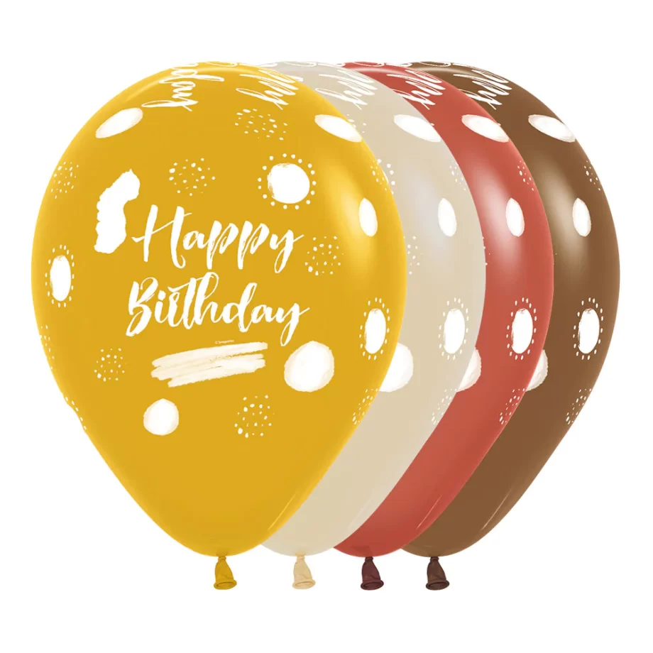 INFINITY ROUND LATEX BALLOON HAPPY BIRTHDAY TERRA FASHION ASSORTMENT