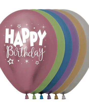 ROUND LATEX BALLOON 2 SIDES HAPPY BIRTHDAY FANTASY REFLEX ASSORTMENT