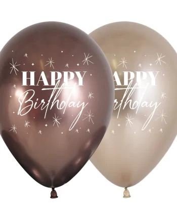 Truffle & Champagne HAPPY BIRTHDAY ROUND LATEX BALLOON 2 SIDES